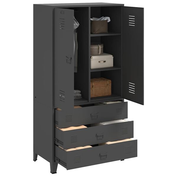 vidaXL Armadio Antracite Industriale 90x50x180 cm in Metallo