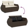 vidaXL Set Divani da Giardino 10pz con Cuscini in Polyrattan Marrone