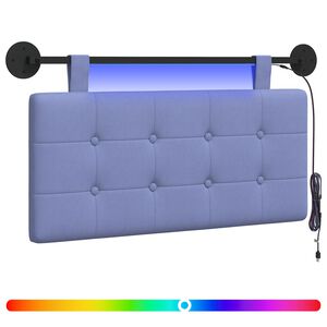 vidaXL Testiera sospesa Con luce LED Blu jeans Tessuto