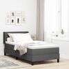 vidaXL Letto a molle con materasso Grigio scuro 190 x 90 cm Poliestere