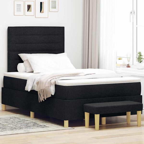 vidaXL Letto a molle con materasso Nero 120 x 190 cm Tessuto
