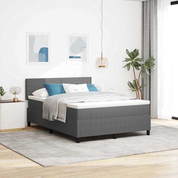 vidaXL Letto a molle con testiera Grigio chiaro e bianco 160 x 200 cm