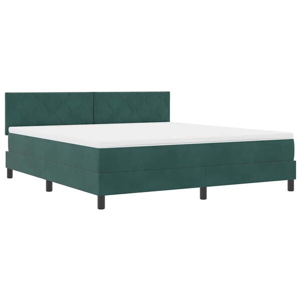 vidaXL Letto a molle con materasso Verde Scuro 180 x 200 cm Velluto