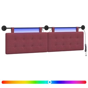 vidaXL Testiera sospesa Con luce LED Rosso Vino Tessuto