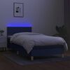 vidaXL Letto a Molle con Materasso e LED Blu 90x200 cm in Tessuto