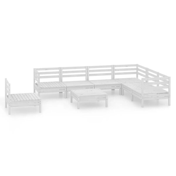 vidaXL Set Salotto da Giardino 8 pz in Legno Massello di Pino Bianco