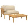 vidaXL Set di divani con cuscino 2 pcs Beige Legno di Acacia Massello