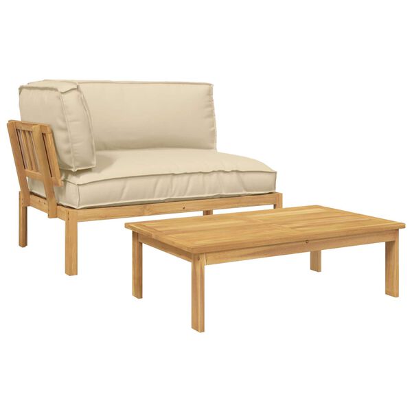 vidaXL Set di divani con cuscino 2 pcs Beige Legno di Acacia Massello