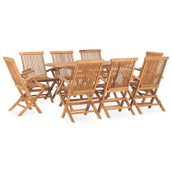 vidaXL Set da Pranzo da Giardino 9 pz Pieghevole in Massello di Teak