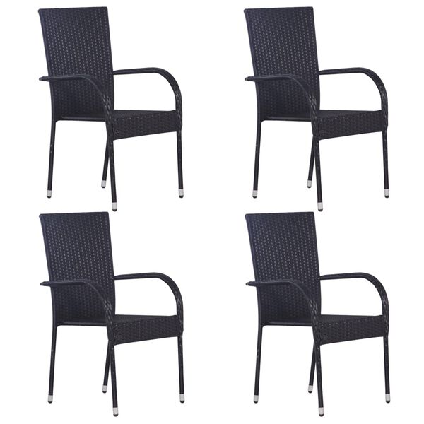 vidaXL Set Mobili da Pranzo Giardino 5 pz in Polyrattan Nero