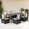 vidaXL Set da Pranzo da Giardino 7 pz Nero con Cuscini in Polyrattan