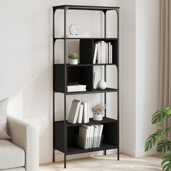 vidaXL Libreria a 5 Ripiani Nera 76x33x188,5 cm in Legno Multistrato