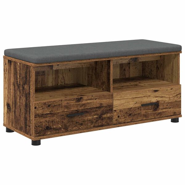vidaXL Panca per ingresso con cuscino Legno vecchio 100 x 38 x 46 cm