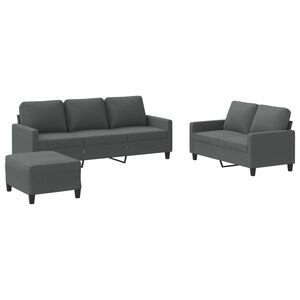 vidaXL Set di Divani 3 pz con Cuscini Grigio Scuro in Tessuto