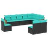 vidaXL Set Divani da Giardino 10 pz con Cuscini Nero in Polyrattan
