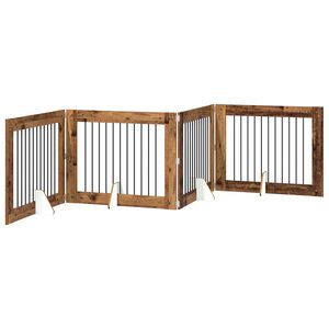 vidaXL Cancello per cani pieghevole con supporti 4 pz Legno antico