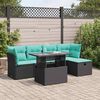 vidaXL Set Divano da Giardino 6 pz con Cuscini Nero Polyrattan Acacia