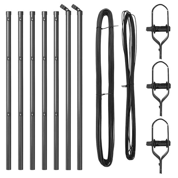 vidaXL Palo della recinzione 7 pcs Grigio Acciaio