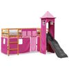 vidaXL Letto a Soppalco con Torre Bambini Rosa 80x200cm Massello Pino