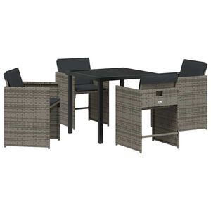 vidaXL Set da Pranzo per Giardino 5 pcs Grigio polyrattan