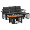 vidaXL Set Divano da Giardino 5 pz Nero e Grigio scuro polyrattan
