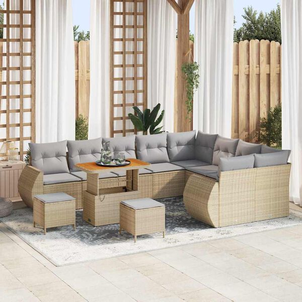 vidaXL Set Divano da Giardino 12 pcs Beige polyrattan
