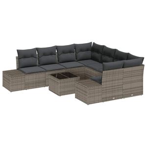vidaXL Set Divano da Giardino con cuscino 9 pcs Grigio polyrattan