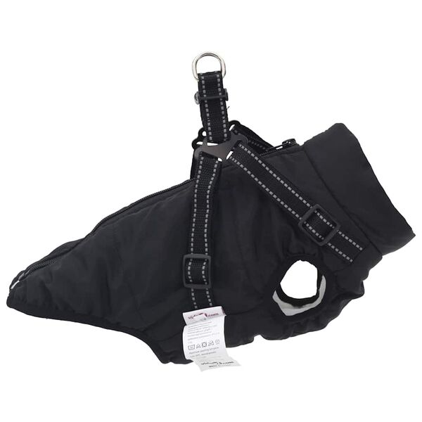 vidaXL Cappotto Cani con Imbracatura Impermeabile Riflettente Nero L24