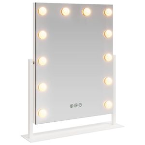 vidaXL Specchio LED da Vanit&agrave; Bianco 44 x 10 x 53 cm Vetro e acciaio