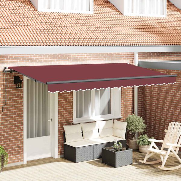 vidaXL Tenda Retrattile Borgogna 350 x 200 cm Tessuto