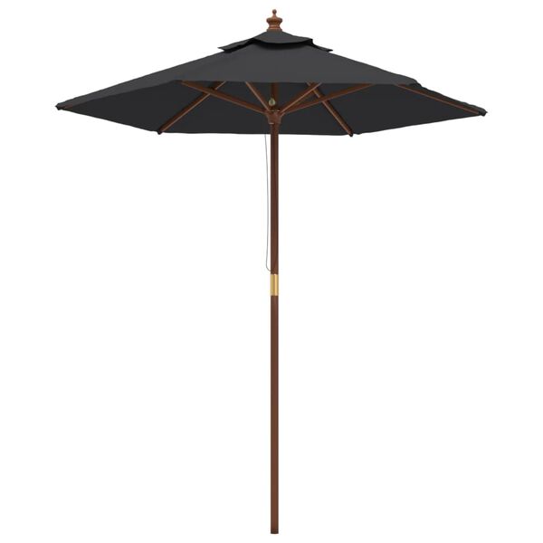 vidaXL Ombrellone da Giardino con Palo in Legno Nero 196x231 cm