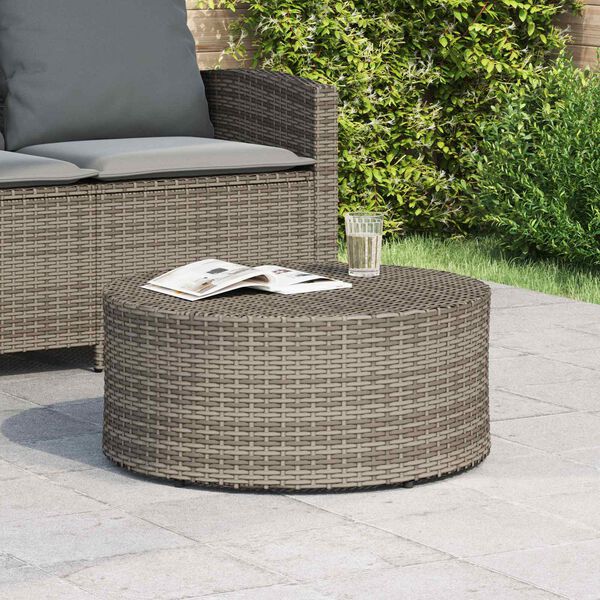 vidaXL Tavolino da caff&egrave; da esterno Grigio &Oslash; 68 x 30 cm polyrattan