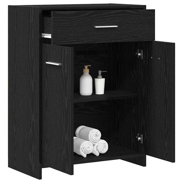 vidaXL Mobile da Bagno Rovere Nero 60 x 33 x 80 cm Legno multistrato