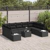 vidaXL Set Divano da Giardino con cuscino 9 pcs Nero Polyrattan
