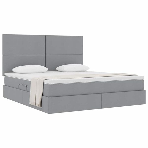 vidaXL Letto con contenitore e materasso Grigio chiaro 160 x 200 cm