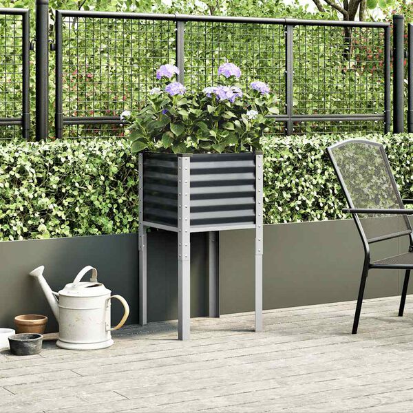 vidaXL Fioriera da giardino antracite 45x45x88 cm in acciaio