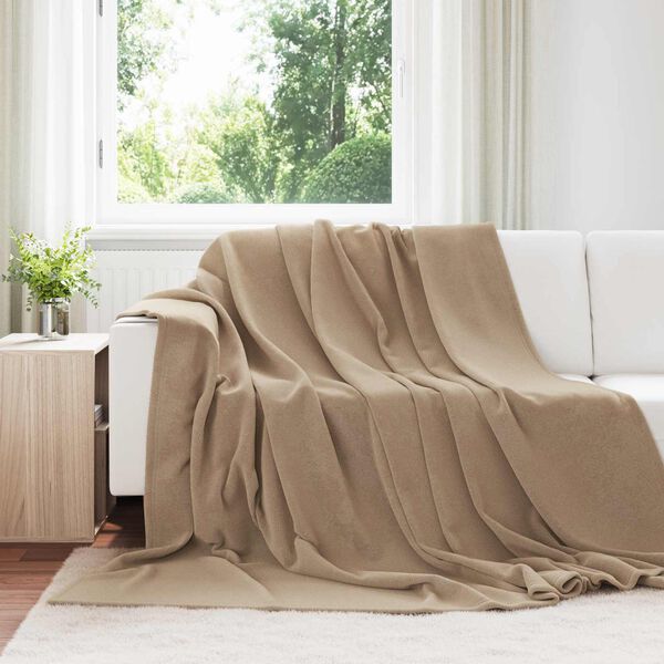 vidaXL Coperte da Pile 6 pcs Cammello 220 x 240 cm Panno