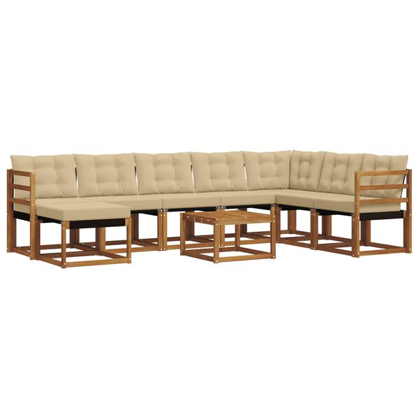 vidaXL Set di divani da esterno con cuscino 9 pcs Naturale e Beige
