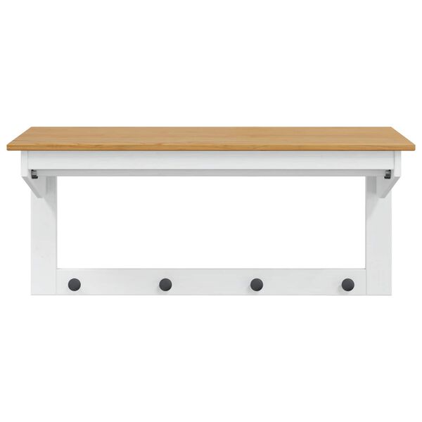 vidaXL Appendiabiti Hill Bianco e marrone miele 90 x 35 x 41,5 cm