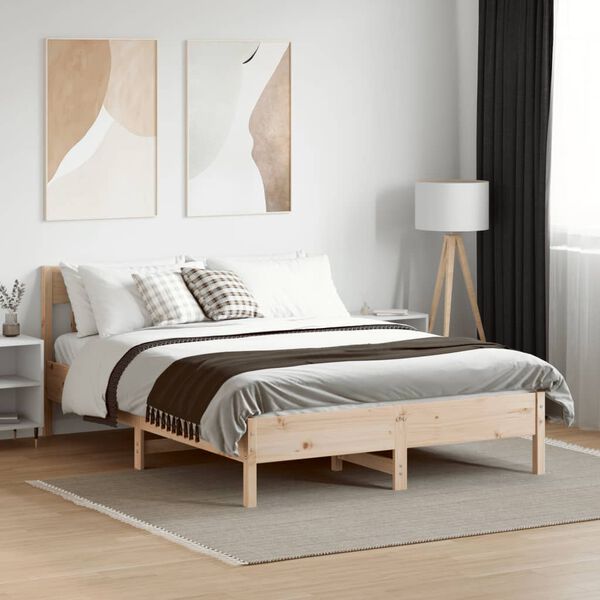 vidaXL Letto senza Materasso 140x190 cm in Legno Massello di Pino