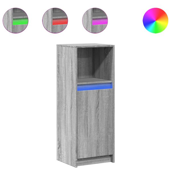 vidaXL Credenza con LED Grigio Sonoma 38x34x100cm in Legno Multistrato