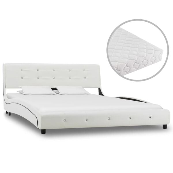 vidaXL Letto con Materasso Bianco in Similpelle 140x200 cm