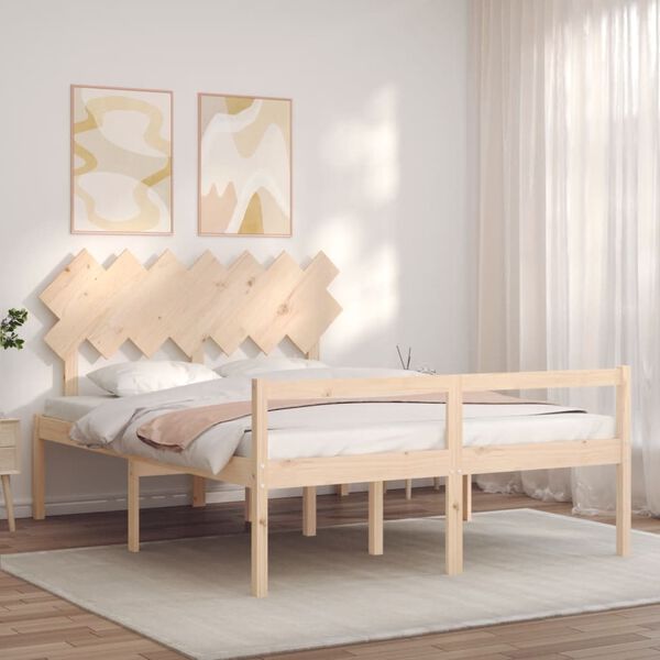 vidaXL Letto per Anziani con Testiera 140x190 cm in Legno Massello