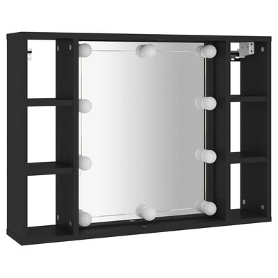 vidaXL Mobile a Specchio con LED Nero 76x15x55 cm