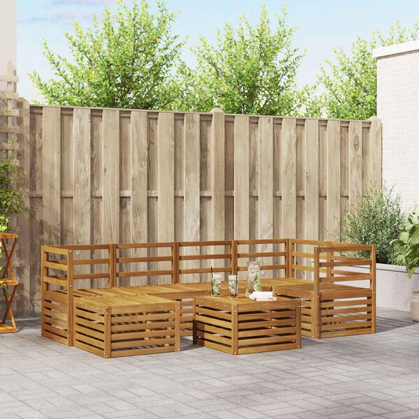 vidaXL Set divani Naturale Legno di Acacia Massello