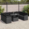 vidaXL Set Divani da Giardino 10pz con Cuscini in Polyrattan Nero