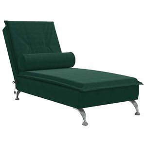 vidaXL Chaise Longue Massaggi con Capezzale Verde Scuro in Velluto