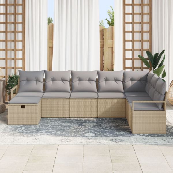 vidaXL Set di divani 8 pcs Beige e Grigio Chiaro polyrattan