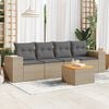 vidaXL Set Divano da Giardino 5 pz con Cuscini Beige in Polyrattan