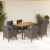 vidaXL Set da Pranzo da Giardino 7 pz con Cuscini in Polyrattan Grigio